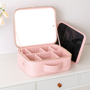Maleta de Maquiagem com Espelho LED Rosa