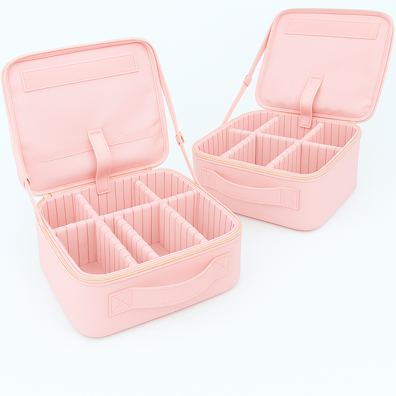 Maleta de Maquiagem com Espelho LED Rosa