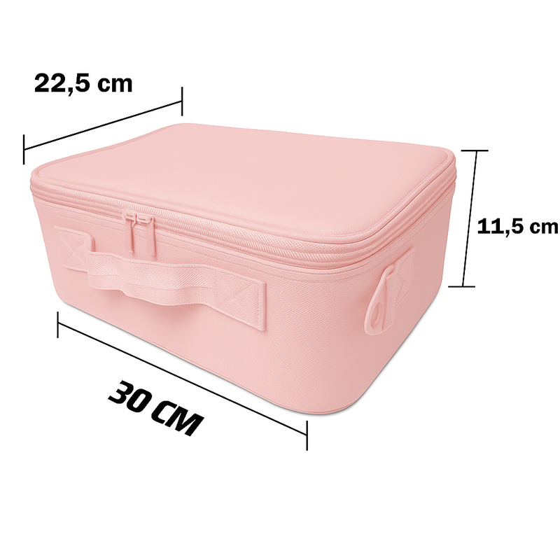 Maleta de Maquiagem com Espelho LED Rosa