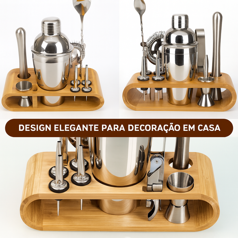 Kit Coqueteleira Profissional em Aço Inox
