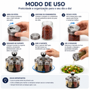 Porta Temperos Giratório em Inox 360°