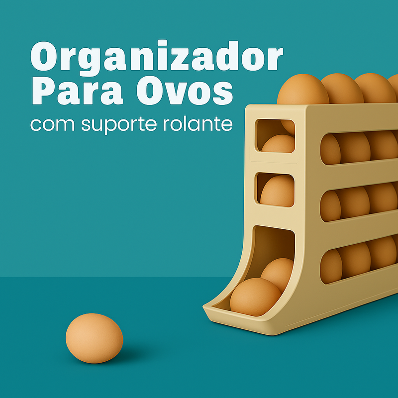 Organizador Para Ovos com Suporte Rolante